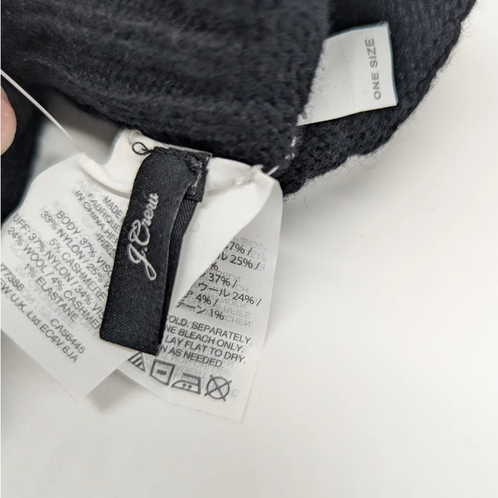 J Crew Convertible Glittens Women OS Black Wool Cashmere Blend Mitten Gloves NWT
